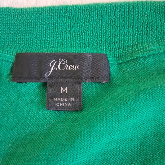 J. Crew Women's Medium Kelly Green 100% Merino Wool Crewneck Sweater - Picture 6 of 12